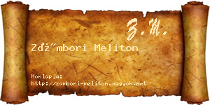 Zámbori Meliton névjegykártya